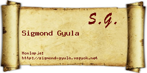 Sigmond Gyula névjegykártya
